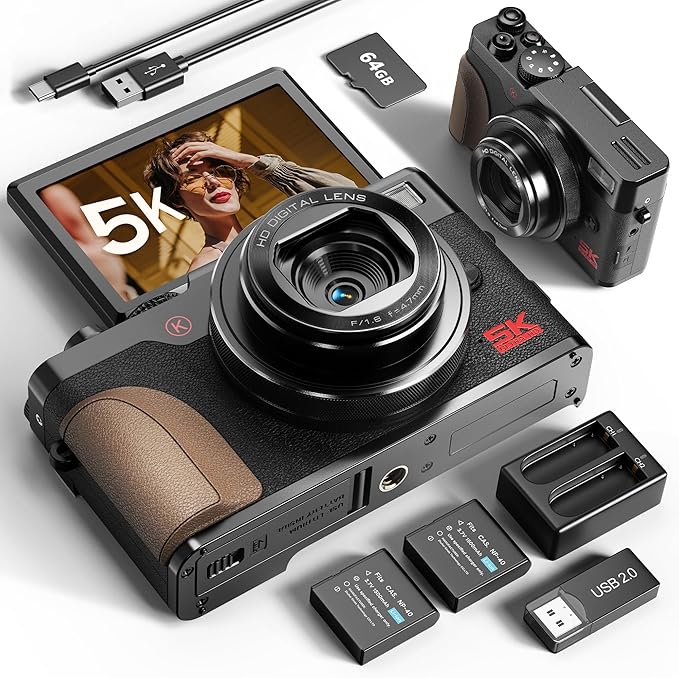 64 MP 5K Digital Camera – Compact Vlogging & Travel Camera